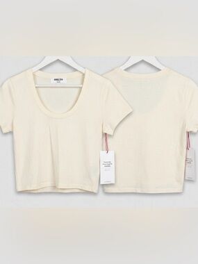 Double Zero Ivory Scoop Neck Crop Tee - NWT